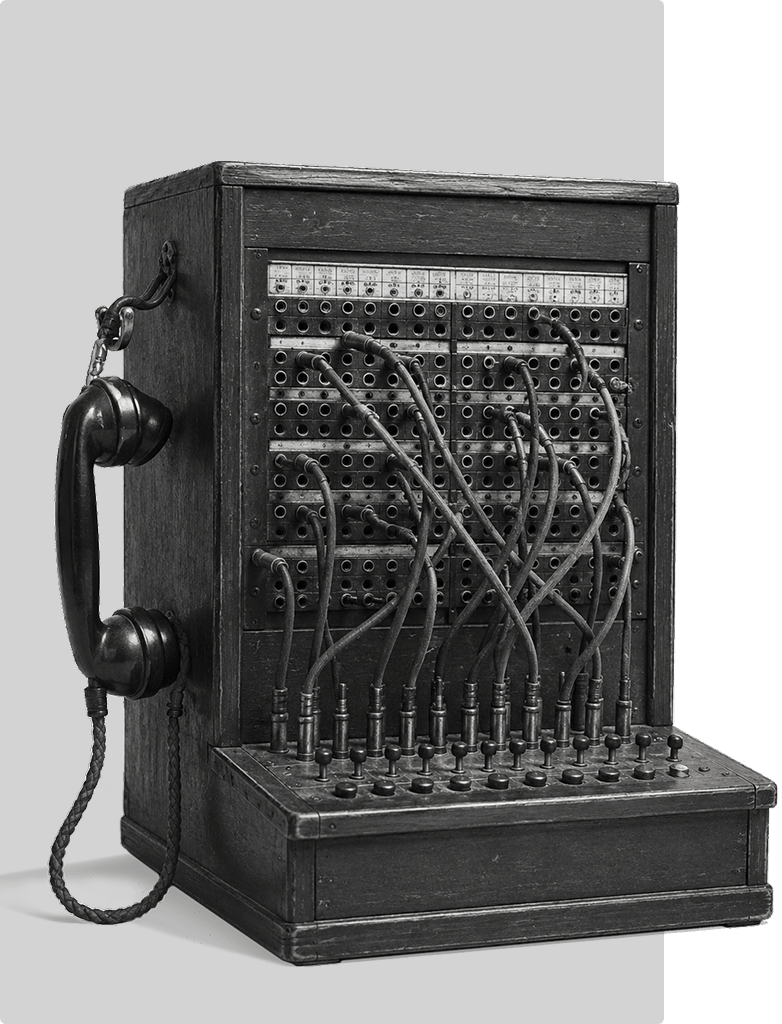 Vintage telephone switchboard representing channel distribution infrastructure